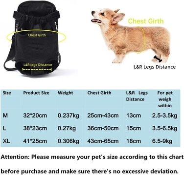 Рюкзаки для собак Wiiguda L (3,5-6,5 кг) чорний