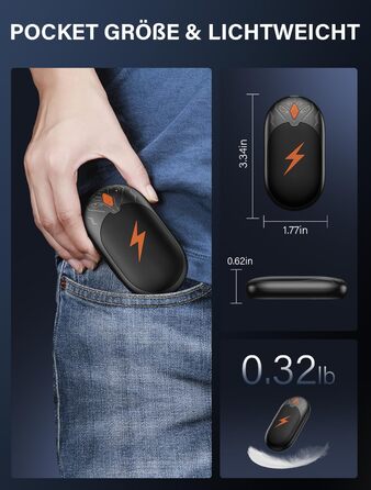 Електричні грілки для рук 2 шт. - ультралегкі, багаторазові, з USB-зарядкою, 3 режими нагріву, до 24 годин роботи, для активного відпочинку взимку (чорні, магнітні)