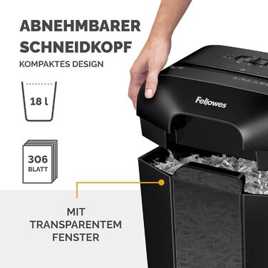 Fellowes Шредер для паперу LX70 (11 листів) з частинковим різанням, 18л кошик, захист від несанкціонованого доступу, чорний