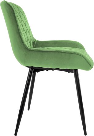 Крісла для обідньої зони ML-Design: обідні крісла з підлокітниками та спинкою, темно-зелені, з велюровим сидінням та металевими ніжками (4 шт.)