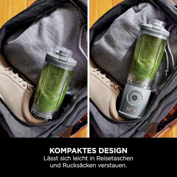 Портативний блендер Ninja Blast Max BC251EULD (сріблястий) – 570 мл, акумуляторний, для смузі та протеїнових коктейлів