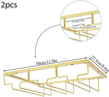 Тримач для келихів вина GBCHOOSE (2 шт.), золото, під шафу, для барів та кухні