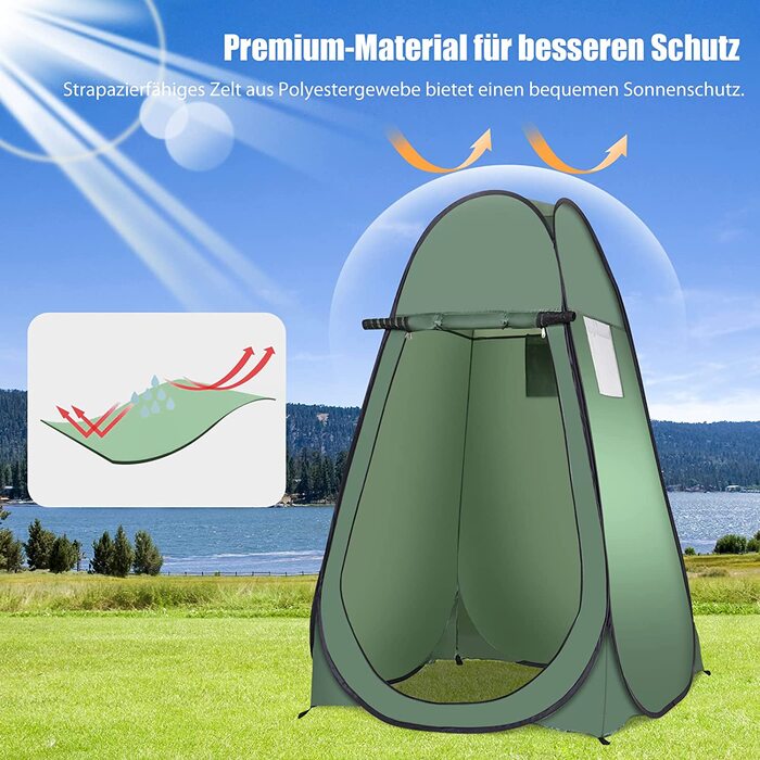 Намет душовий, переносний, 120x120x190 см, зелений, Costway