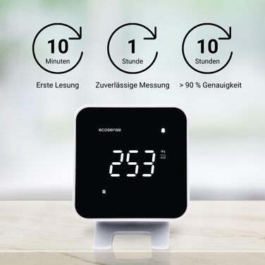 Виявник радону Ecosense EB100 EcoBlu: моніторинг радію, простий у використанні, білий