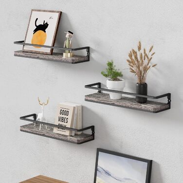 Полиця настінна дерев'яно-металева Wandregal 2 шт 42 см, плаваючі полиці для ванної, спальні, вітальні, кухні, офісу, пральні (чорний)