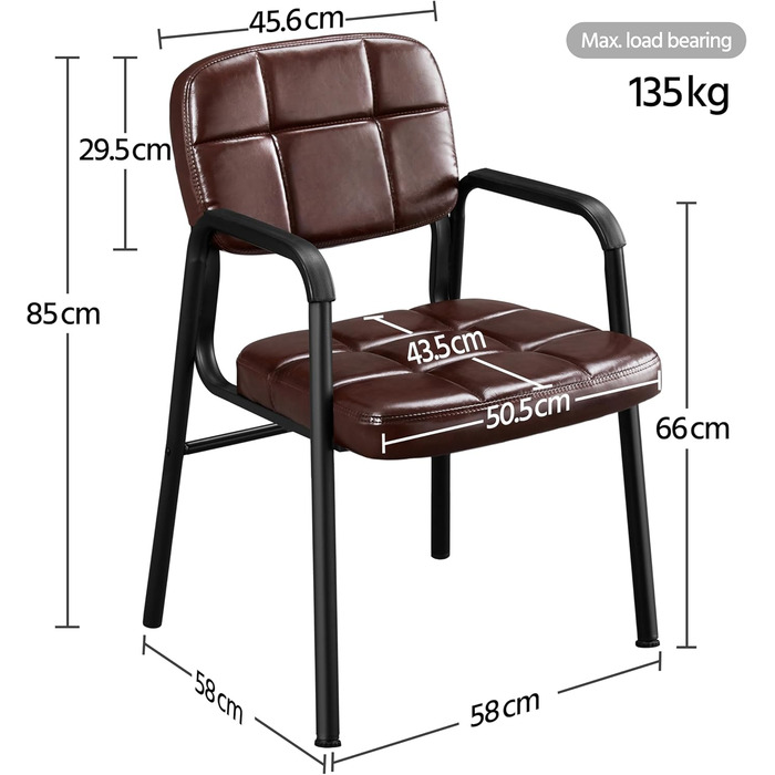 Крісла для вітальні Yaheetech - 4 шт. з підлокітниками та спинкою, штучна шкіра, коричневі, 58x60x85 см