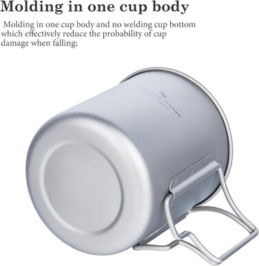 iBasingo Titan Becher: туристичний посуд, термокружка, чашка для кемпінгу з кришкою та складним ручками (200-750 мл)