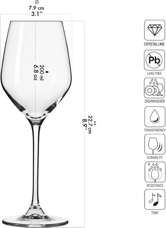 Набір келихів для білого вина Krosno 6x200мл Колекція Splendour Для дому, ресторанів і вечірок Можна мити в посудомийній машині