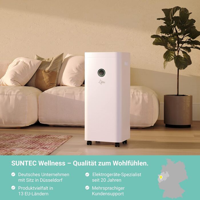 SUNTEC DryFix 20 PRO: Електричний осушувач повітря 20 л/день, 63 м², 3-в-1 (осушувач, очищувач, сушарка)