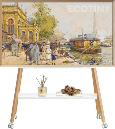 Підставка для телевізора ECOTINY на колесах для 49-75 дюймів, до 40 кг, біла