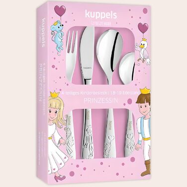 Дитячий набір столових приборів Kinderbesteck з гравіюванням, від 3 років, для дівчаток та хлопчиків, подарунок на хрещення/день народження, дитячий посуд у стилі ферми (принцеса)
