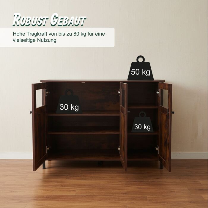 Кухонна шафка Relaxdays з скляними дверцятами