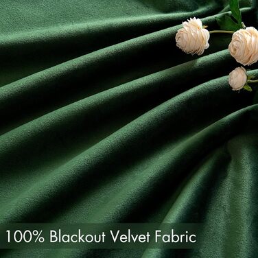 Комплект штор MIULEE Velvet Blackout 2, 245x140 см, темно-зелений