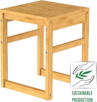 Дерев'яний табурет для ванної кімнати EISL BMBA02-BH2 з бамбука, 35 x 45 x 35 см