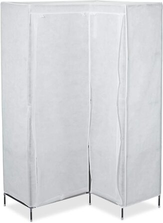 Кутова шафа Relaxdays 3-го покоління, 8 полиць, 2 вішалки, 169x100x83 см, біла