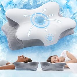 Ортопедична подушка для шиї з Memory Foam, сертифікат Oeko-TEX®, ергономічна подушка для сну на боці, спині та животі, сірого кольору