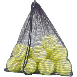Набір з 12 вдосконалених тенісних м'ячів, 65 мм Ø, жовтий, сітка для перенесення (тренувальний м'яч для тенісу, дитяча іграшка, рогатка)