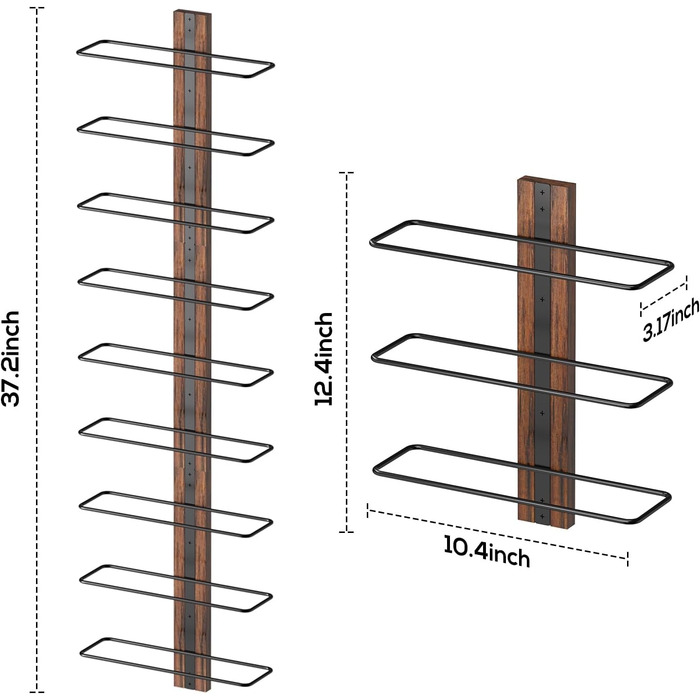 Настінна вітрина для вина B4Life на 12 пляшок, метал/дерево, чорний колір, для кухні, їдальні, бару
