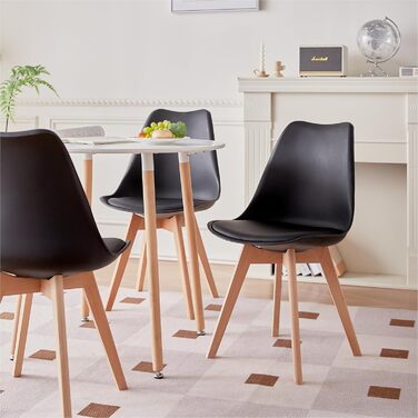 DEYARNA HOME Комплект обіднього столу та стільців, обідній стіл та 4 стільці, стільці з оксамиту, стільниця з МДФ, чорні ніжки столу, сучасний кухонний стіл (Білий/Рожевий, 80 * 80 * 75 см)