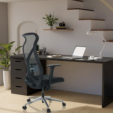Обертове крісло / офісне крісло AZURRO B сітка / тканина чорна hjh OFFICE