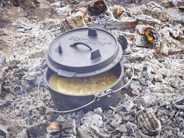 Нідерландський казанок Echtwerk Dutch Oven з чавуну, 4.9 л, готовий до використання, кришка-сковорода, для гриля, чорний, лімітована серія