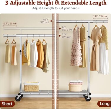 Металевий вішак для одягу на коліщатках FAVOOOSTY, 200 кг, мобільний, швидка установка, 1 стійка