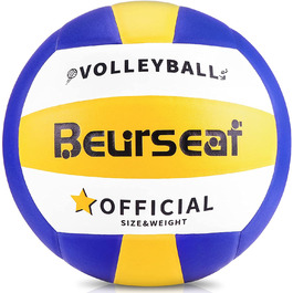 Волейбол Beurseaf, Пляжний волейбол з м'яким дотиком, спортивний волейбол, офіційний розмір 5 волейбол в приміщенні і на відкритому повітрі синій і жовтий