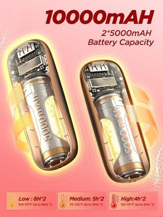 Електричні грілки для рук 10000mAh, 2 шт. [Подарункова коробка до Нового року] Повторно використовувані грілки USB для зими, для хворих на синдром Рейно, для активного відпочинку, ігор, павербанк (чорний)