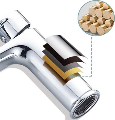 Набір змішувачів для ванної кімнати Belz, латунь, змішувач для раковини з однією отвором, гаряча та холодна вода, сірий (хром)