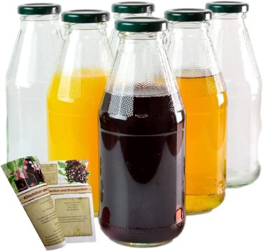 Набір з 20 пляшок соку gouveo об'ємом 500 мл з кришкою, що загвинчується-маленька скляна пляшка об'ємом 0,5 л з кришкою TO43-порожня пляшка для наповнення кухні та будинку (06 шт., зелений)