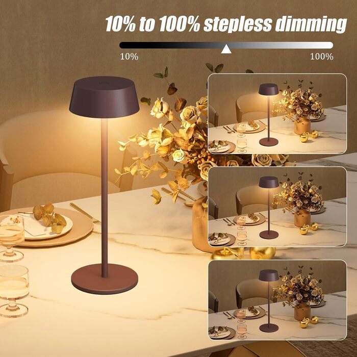 LED-лампа на акумуляторі K-Bright (2 шт.) - тепле світло 3000K, диммер, для дому та саду