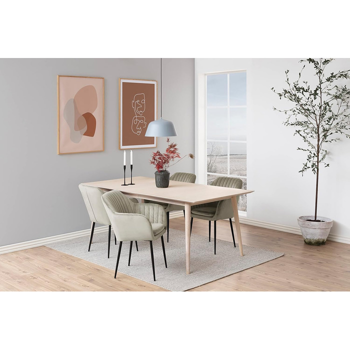 AC Design Furniture Стілець для їдальні Венді, Велюр/Метал, 57x61x83 см, 1 шт. (Бежевий/Чорний)