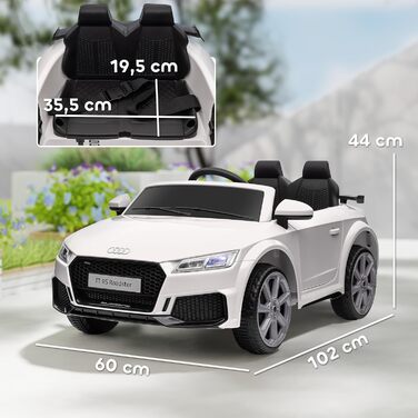 Дитячий електромобіль HOMCOM 12V з пультом, LED, USB/MP3, для дітей 3-5 років, білий