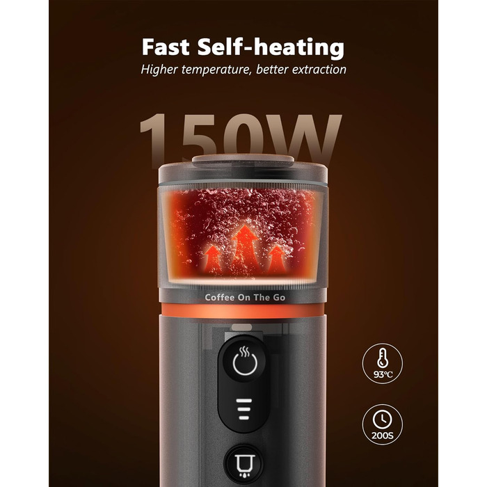 CONQUECO Портативна Еспресо-машина: Електрична кавомашина 12V для авто та подорожей. Сумісна з капсулами NS та меленою кавою (Сірий, 3 шт.)