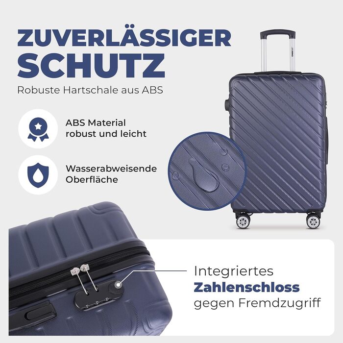 Набір валіз Onbest 3 шт. XXL (20', 24', 28') з ABS, з колесами, + вага – блакитний