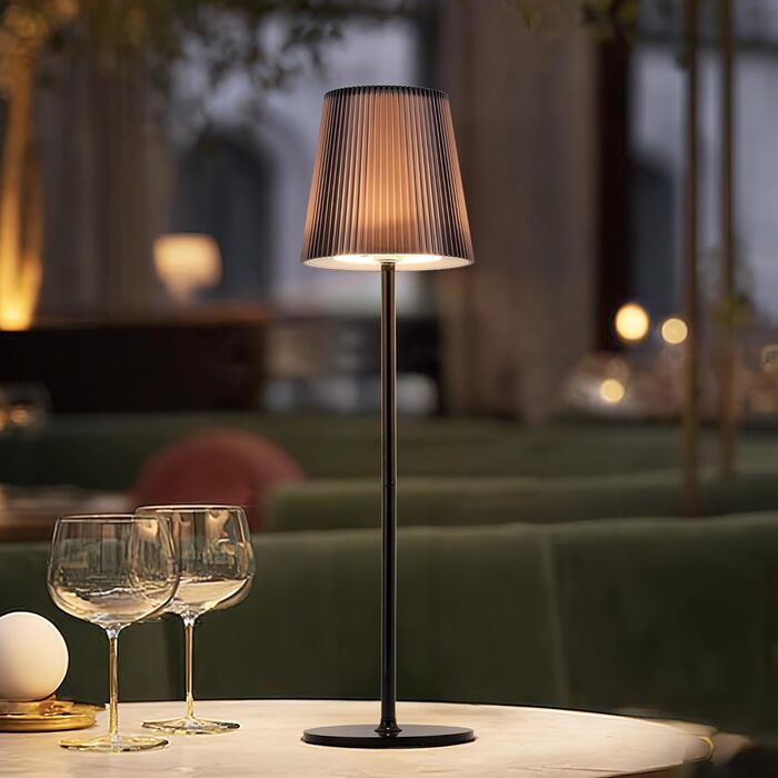 LED настільна лампа LuminexDesigns бездротова з акумулятором 5200mAh, регульована яскравість, IP54 вологостійка, для спальні, офісу, саду, декору, біла (сучасний дизайн, компактна, чорна)