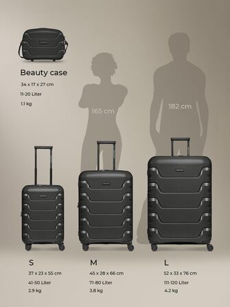 Набір валіз Smartbox Hartschalen 3 шт. | Розширюваний, з TSA-замком, з поліпропілену | Чорний | Для жінок та чоловіків (Edition 01)