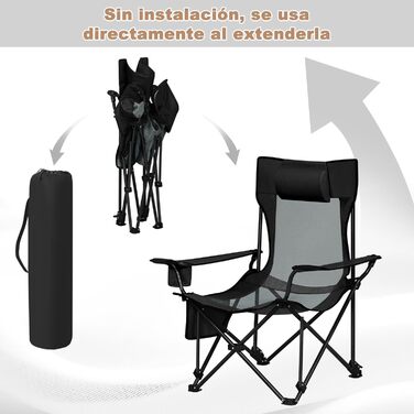 Набір розкладних стільців WOLTU Camping Chair з 2 шт. , розкладний стілець Шезлонг з регульованою спинкою, рибальське крісло ультралегке з підлокітниками та підстаканником, до 150 кг CPS8163-2 Black Grey