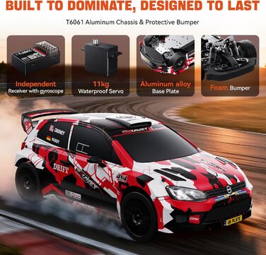 Швидкісний RC автомобіль 1/12 для дорослих, 50 миль/год, Brushless, Drift, 4WD RTR, з гіроскопом, помаранчевий