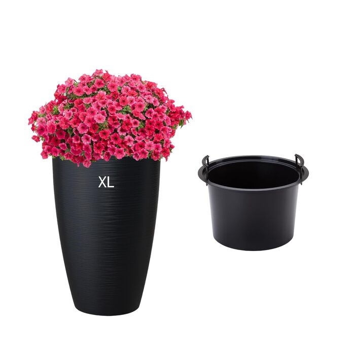 Горщик для квітів MELTOM Blumenkübel XL (48 см, Чорний) з винімним вкладишем