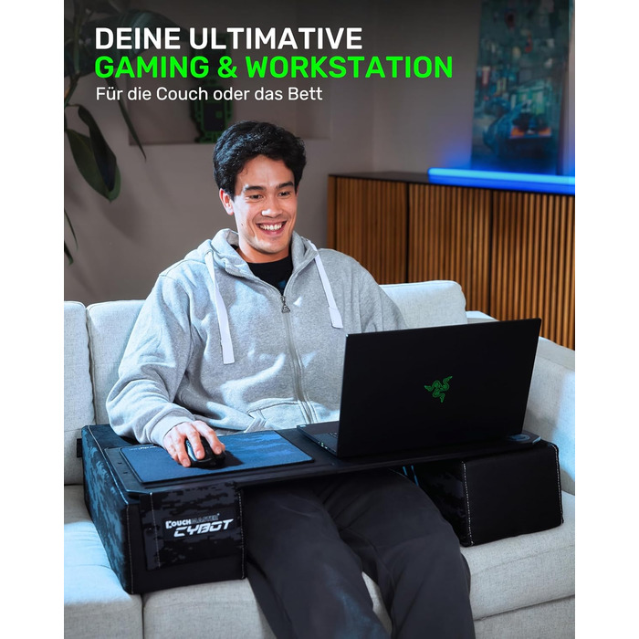 Couchmaster CYBOT: ергономічний столик для ноутбука на диван, софу та ліжко. Широкий столик для ноутбука та бездротових аксесуарів