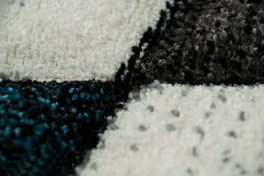 Килим-дизайнерський килим мрії, Сучасний килим, килим для вітальні, килим з коротким ворсом, з контурним вирізом, розмір в клітку(160x230 см, Бірюзовий)