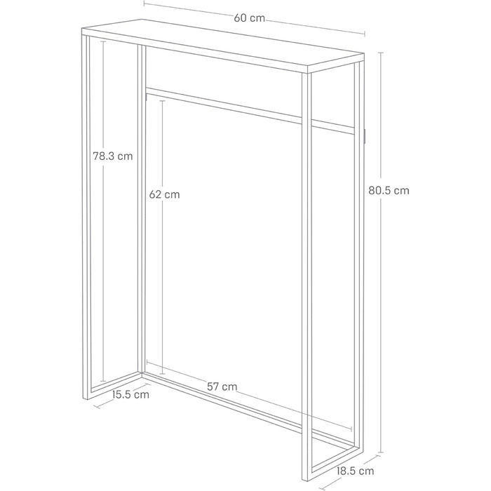 Консольний столик YAMAZAKI Tower, мінімалістичний дизайн, сталь, дерево, 60x18.5x80.5 см (білий)