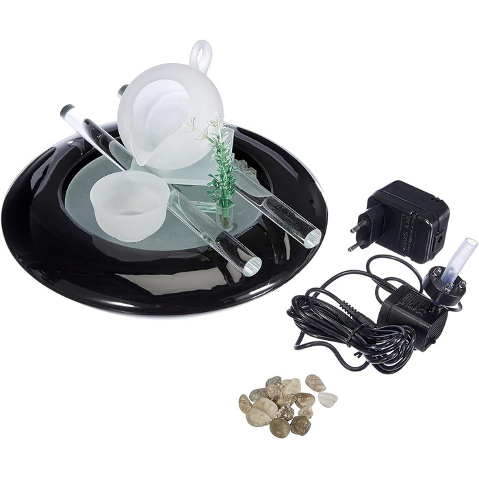 Внутрішній фонтан з кераміки та білого скла, декор для медитації, чашка Zen'light, подарунок, 20x23x23 см, Pakistan