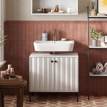 Підставка під раковину Vicco Eliza, 70x63 см, 2 дверцята, для зберігання аксесуарів та косметики (білий рифлений)