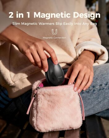 Електричні грілки для рук OCOOPA 2 шт., стильні, у формі діаманта з магнітом, перезаряджувані, для жінок, подарунок на Різдво, для синдрому Рейно, піших прогулянок, кемпінгу, UT4 Rare (чорний)