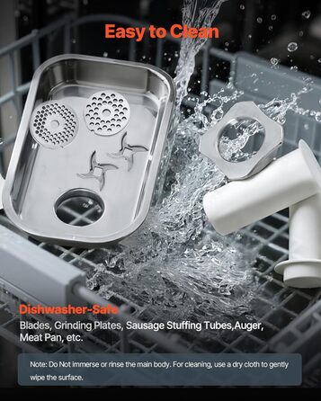 Електрична м'ясоподрібнювач VEVOR, 4.2 кг/хв, 1100 Вт, з лезом та диском, для ресторану, з нержавіючої сталі