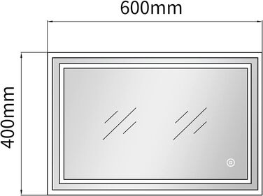 Дзеркало для ванної кімнати з підсвічуванням 40x60 см, 3 кольори світла, сенсорне управління, прямокутна форма, холодний/теплий білий світ, LED, 60L x 40B см