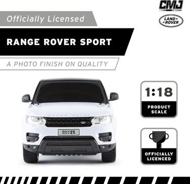 Радіокерований автомобіль CMJ Range Rover Sport 1:18, білий, 2.4 GHz, з робочими фарами, офіційна ліцензія
