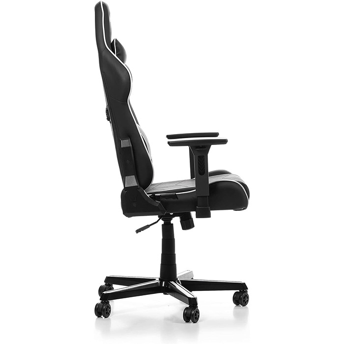 Ігрове крісло DXRacer Prince P08, шкірозамінник, чорно-біле, до 185 см